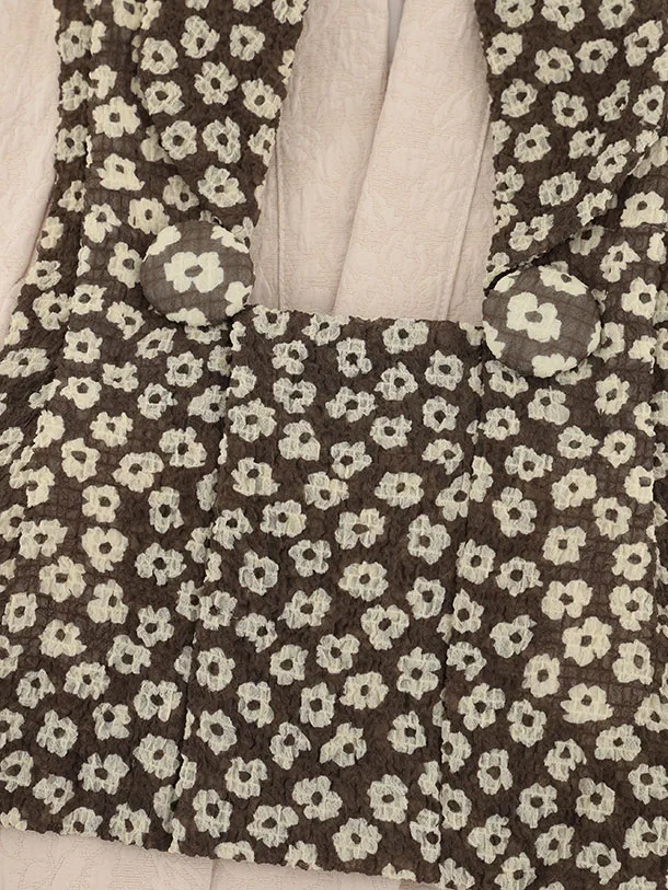 女児【100日～１歳用】0178 ブラウン小花 x ベージュ/セパレート