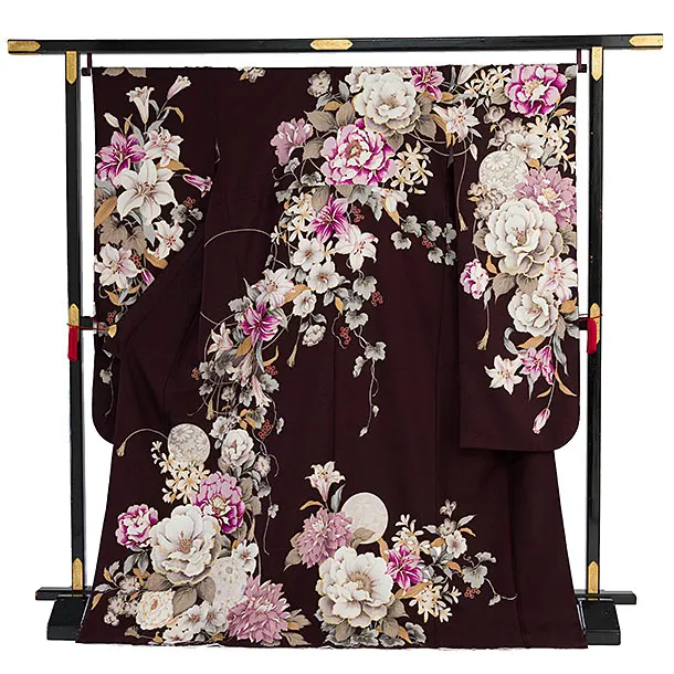 振袖レンタル A067 茶色 牡丹百合鞠