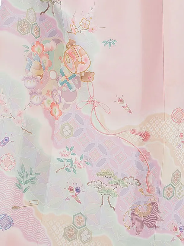 訪問着レンタル 0107 ピンク 宝尽くし