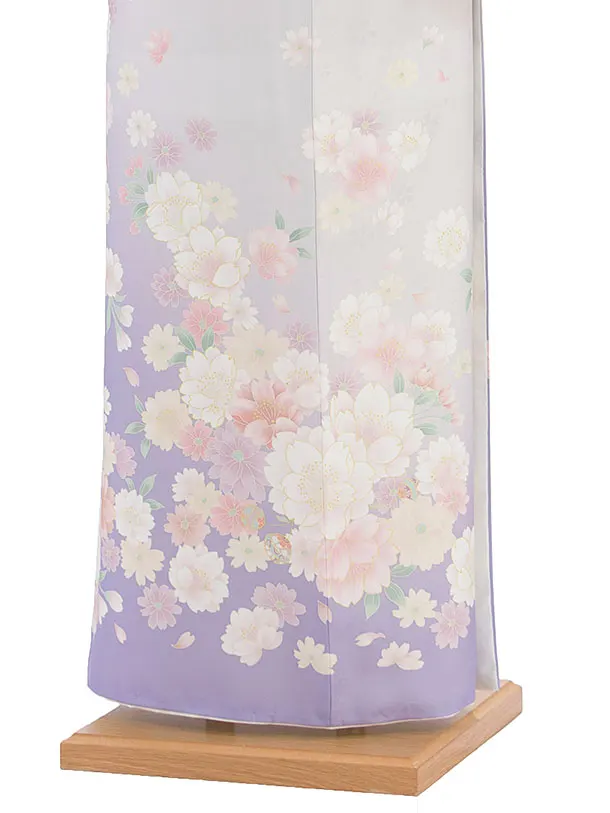 訪問着レンタル 0114 式部浪漫／淡グレー×紫 桜