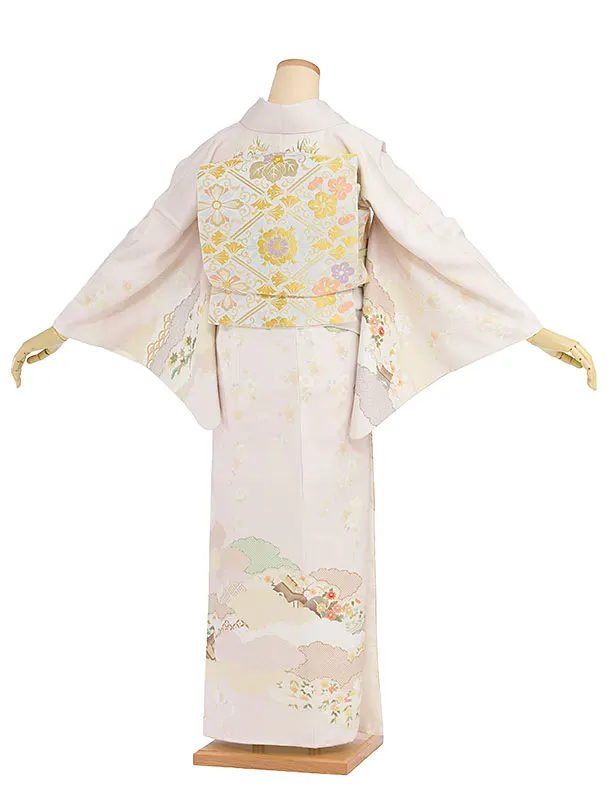 訪問着レンタル 0116 薄桜色 雲取り鹿の子桜