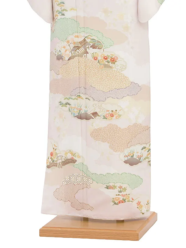 訪問着レンタル 0116 薄桜色 雲取り鹿の子桜