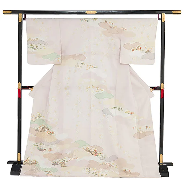 訪問着レンタル 0116 薄桜色 雲取り鹿の子桜