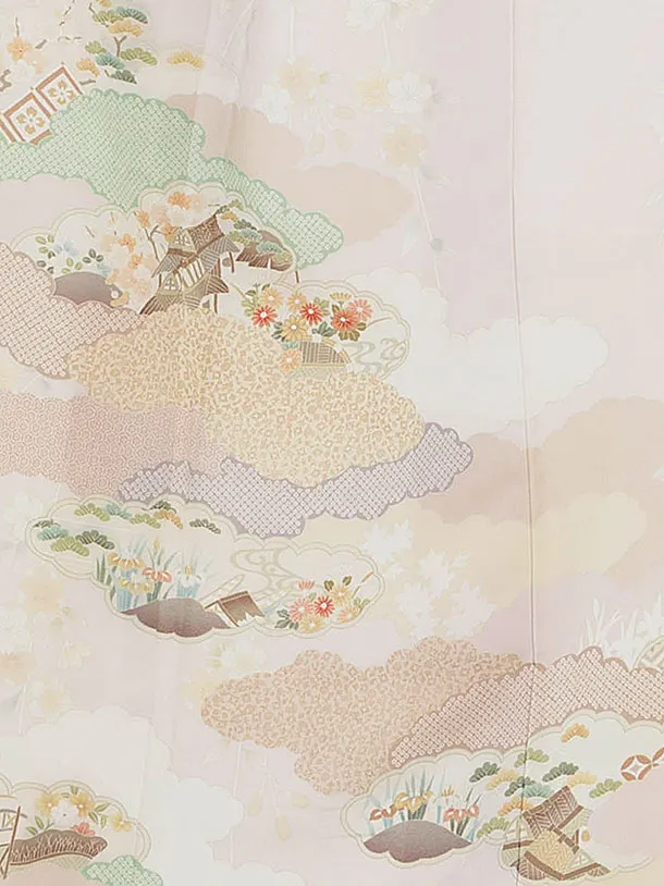 訪問着レンタル 0116 薄桜色 雲取り鹿の子桜