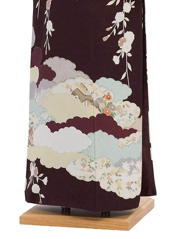 訪問着レンタル 0117 茶色 雲取り鹿の子桜