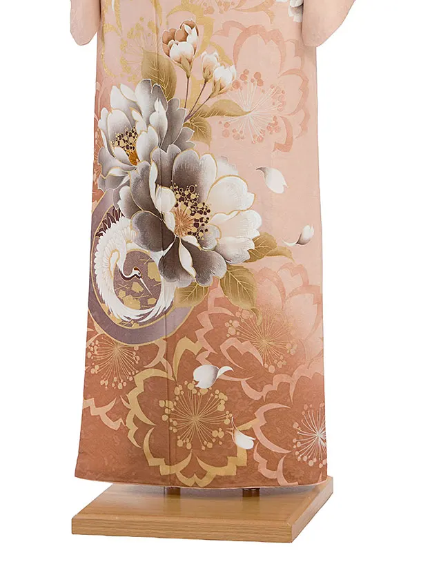 訪問着レンタル 0118 サーモンピンク 桜鶴