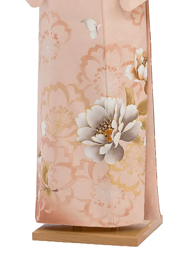 訪問着レンタル 0118 サーモンピンク 桜鶴