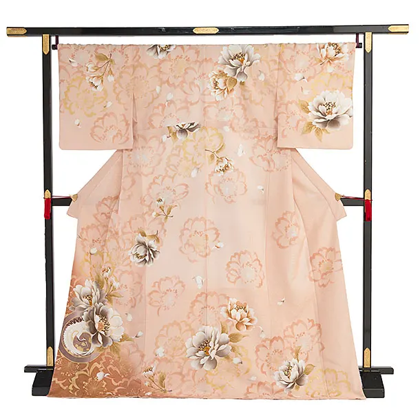 訪問着レンタル 0118 サーモンピンク 桜鶴