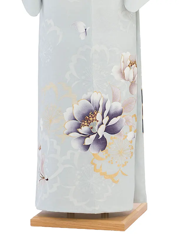 訪問着レンタル 0119 淡ブルーグレー 桜鶴