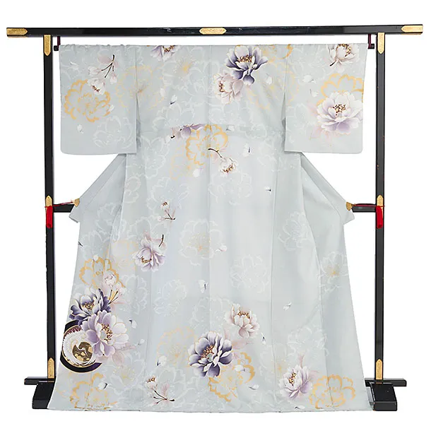 訪問着レンタル 0119 淡ブルーグレー 桜鶴