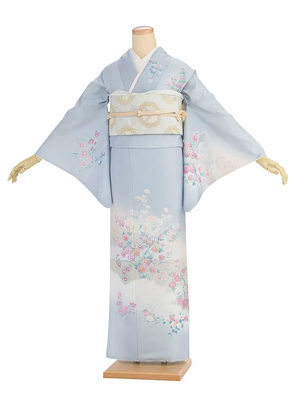 訪問着レンタル 0125 薄水色 花華
