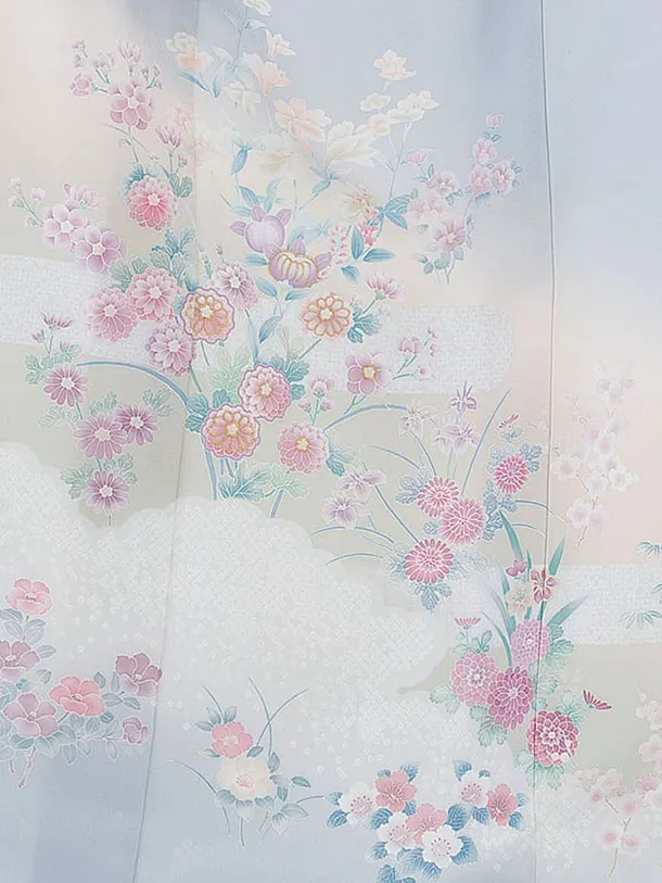 訪問着レンタル 0125 薄水色 花華