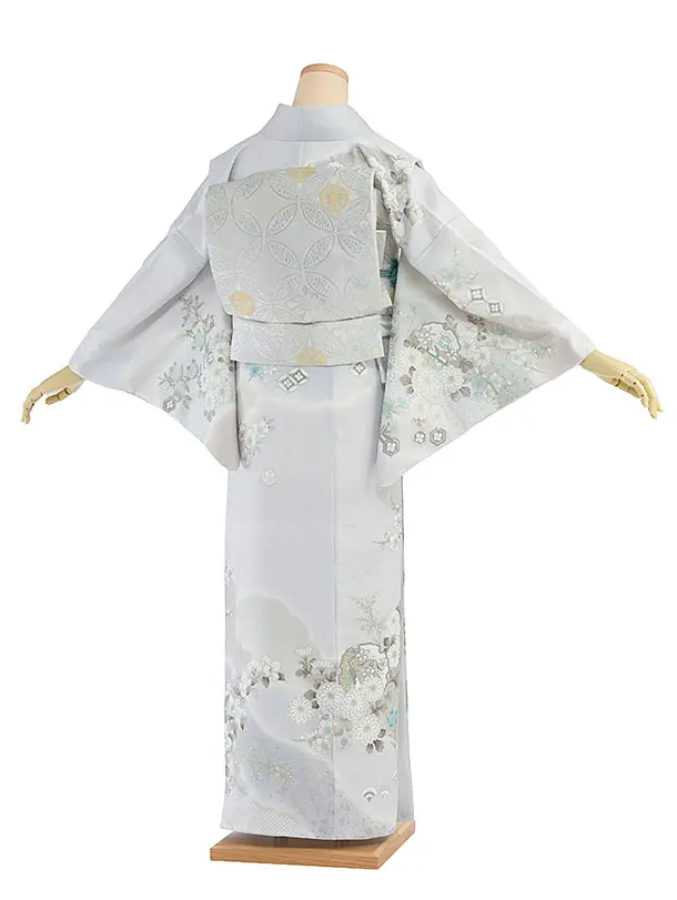 訪問着レンタル 0127 淡グレー 亀甲華雪輪