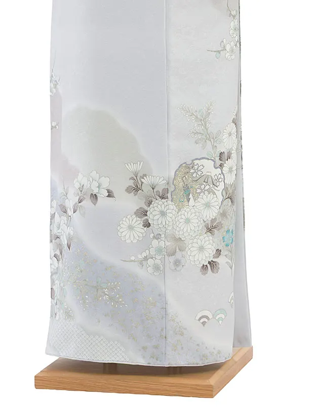 訪問着レンタル 0127 淡グレー 亀甲華雪輪