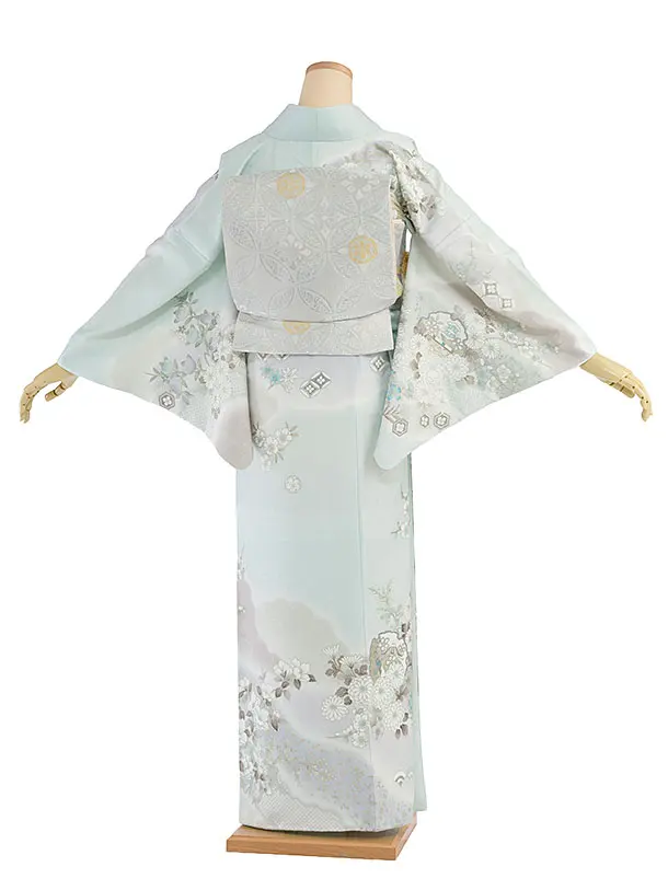 訪問着レンタル 0128 淡グリーン 亀甲華雪輪
