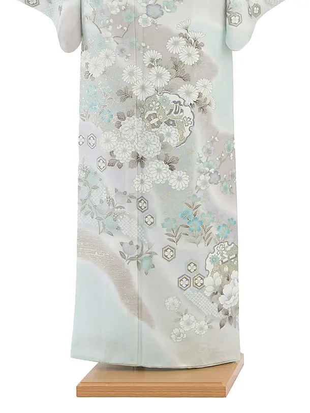 訪問着レンタル 0128 淡グリーン 亀甲華雪輪