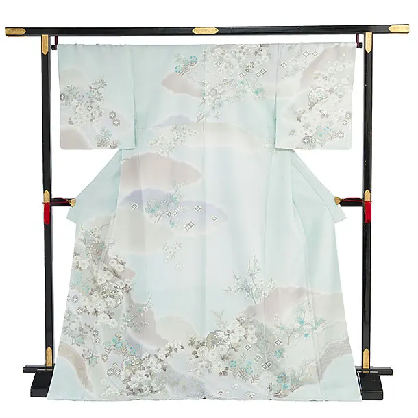 訪問着レンタル 0128 淡グリーン 亀甲華雪輪