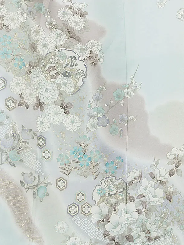 訪問着レンタル 0128 淡グリーン 亀甲華雪輪