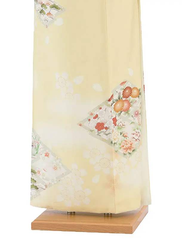 訪問着レンタル 0130 華徒然／黄色 桜花菱