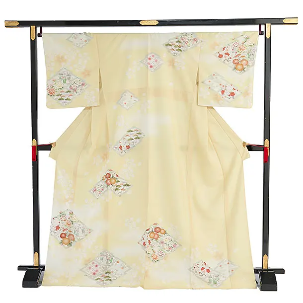 訪問着レンタル 0130 華徒然／黄色 桜花菱