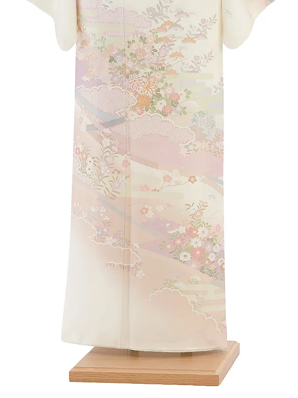 訪問着レンタル 0136 クリーム 彩麗小花