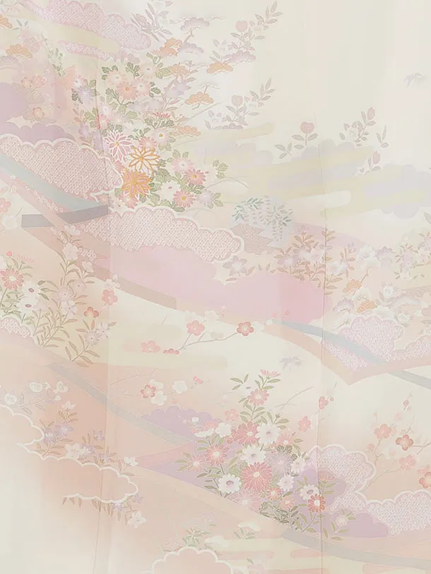 訪問着レンタル 0136 クリーム 彩麗小花