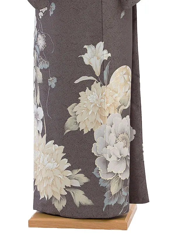 訪問着レンタル 0137 グレー 百合牡丹