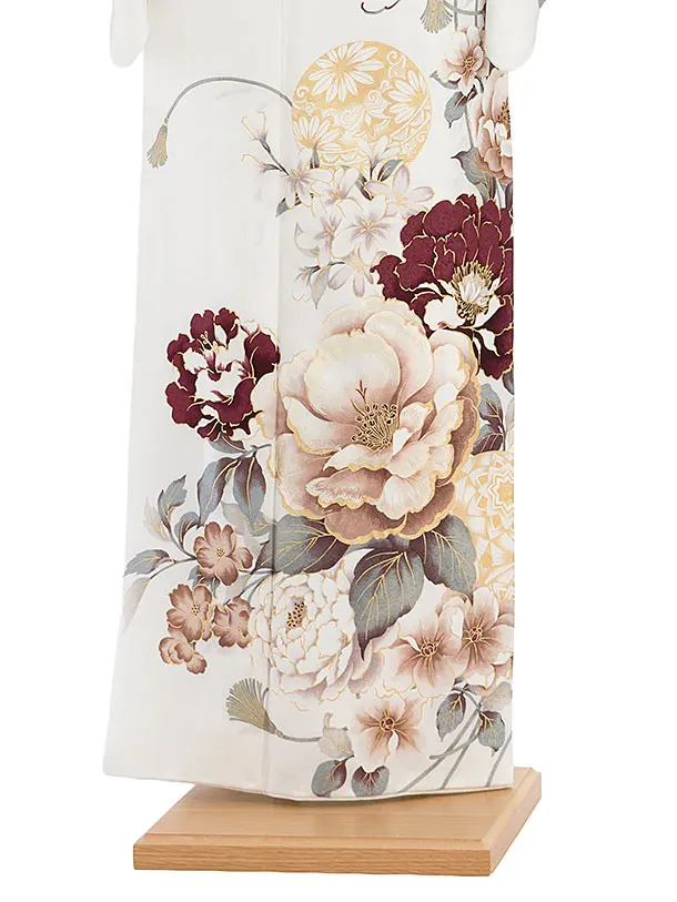 訪問着レンタル 0138 白 百合牡丹