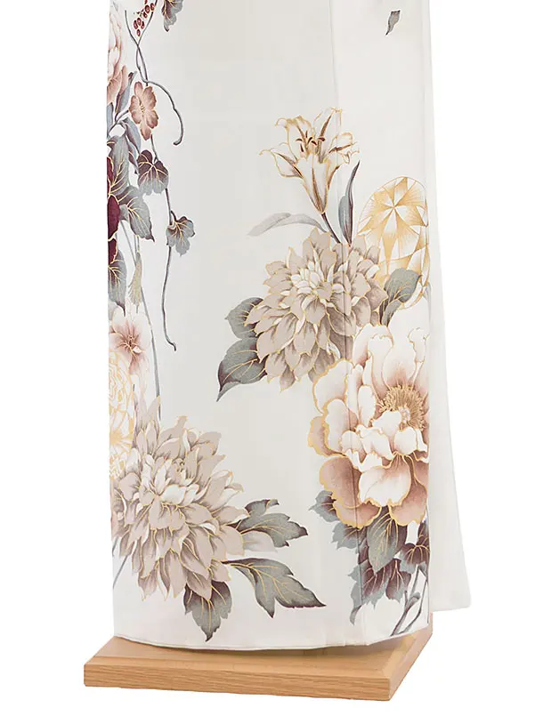 訪問着レンタル 0138 白 百合牡丹