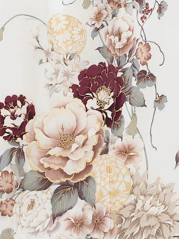 訪問着レンタル 0138 白 百合牡丹