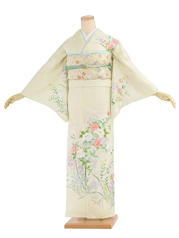 【単衣】夏訪問着レンタル 0141 レモンイエロー 花華