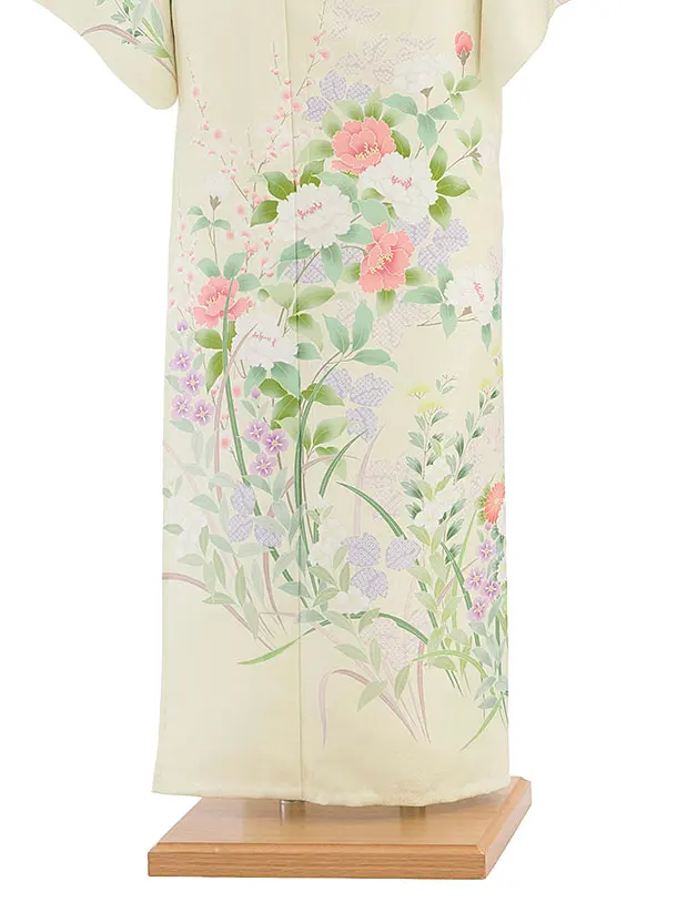 【単衣】夏訪問着レンタル 0141 レモンイエロー 花華