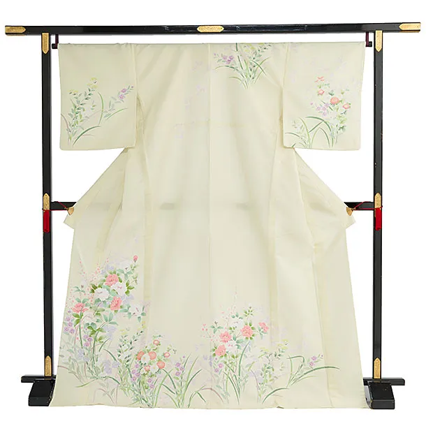 【単衣】夏訪問着レンタル 0141 レモンイエロー 花華