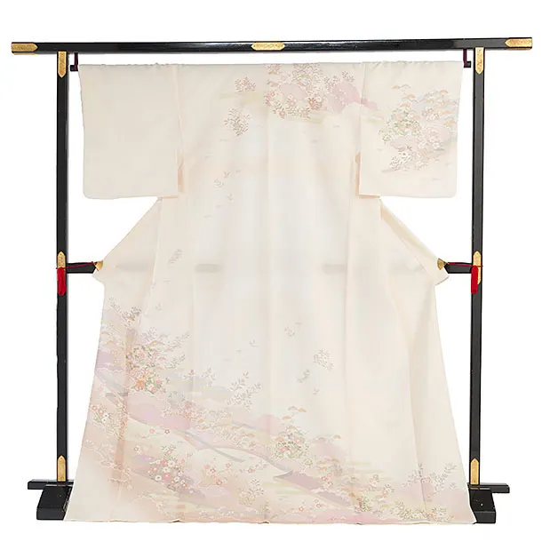 【単衣】夏訪問着レンタル 0161 クリーム 彩麗小花