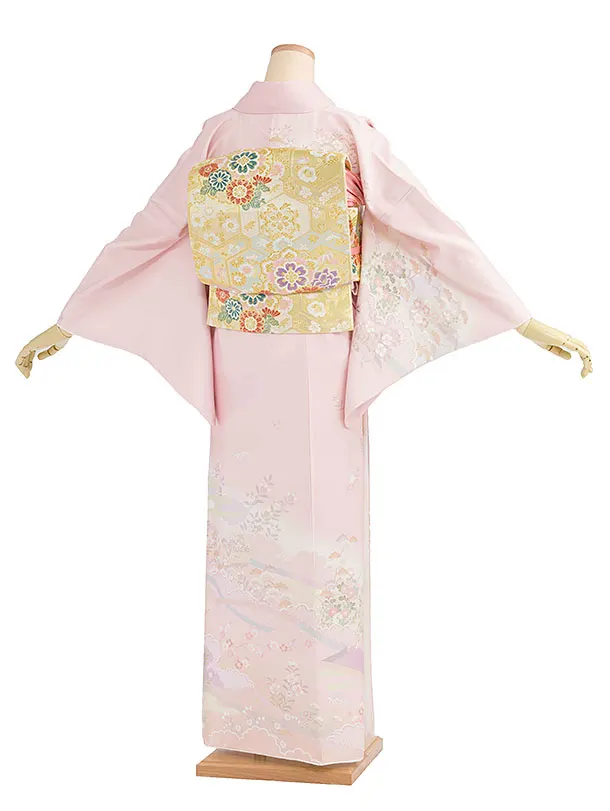 【単衣】夏訪問着レンタル 0162 ピンク 彩麗小花