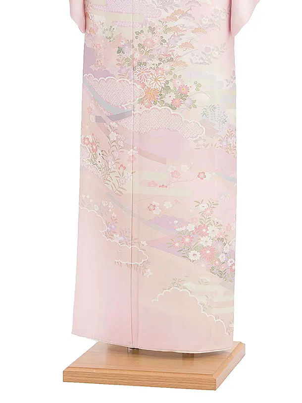 【単衣】夏訪問着レンタル 0162 ピンク 彩麗小花