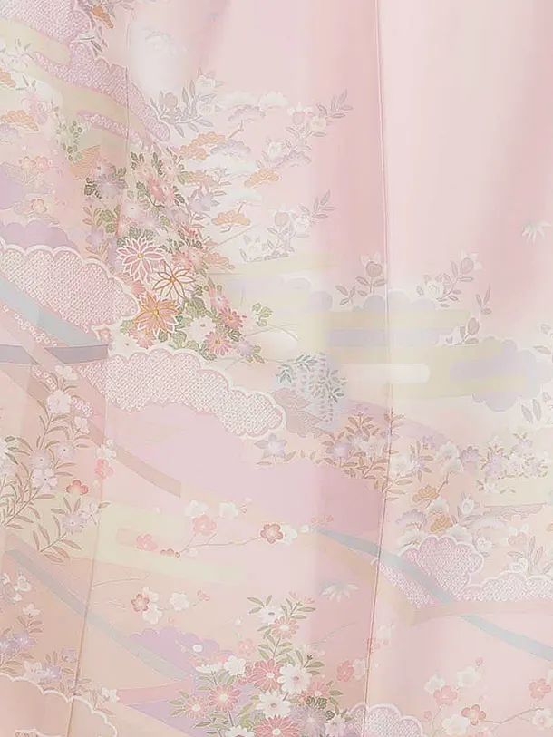 【単衣】夏訪問着レンタル 0162 ピンク 彩麗小花