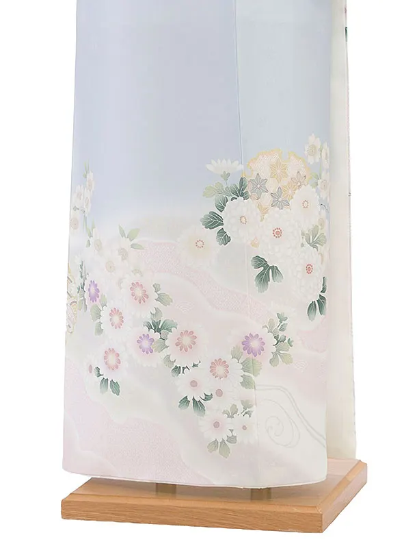 【単衣】夏訪問着レンタル 0165 淡ブルー 花雪輪