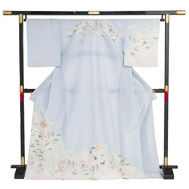 【単衣】夏訪問着レンタル 0165 淡ブルー 花雪輪