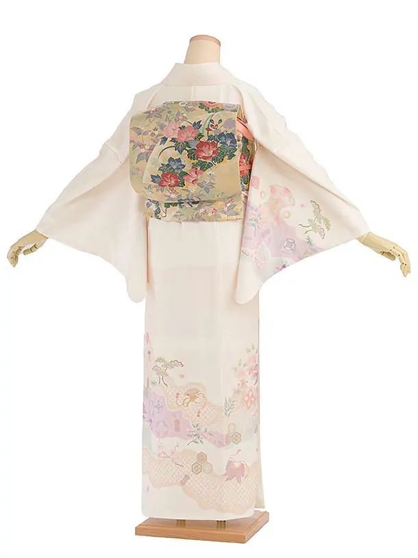 【単衣】夏訪問着レンタル 0167 クリーム 宝尽くし