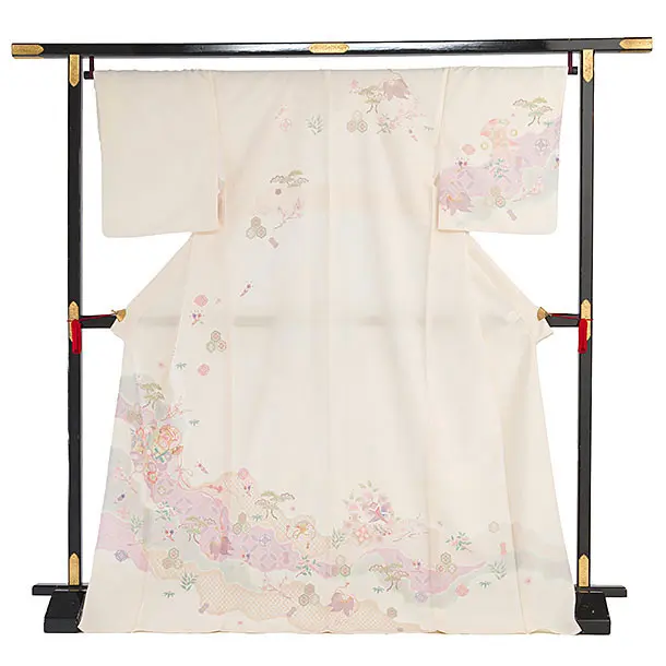 【単衣】夏訪問着レンタル 0167 クリーム 宝尽くし