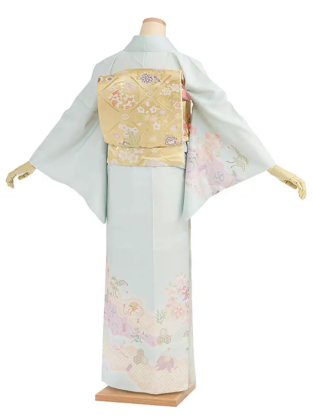 【単衣】夏訪問着レンタル 0168 薄水色 宝尽くし