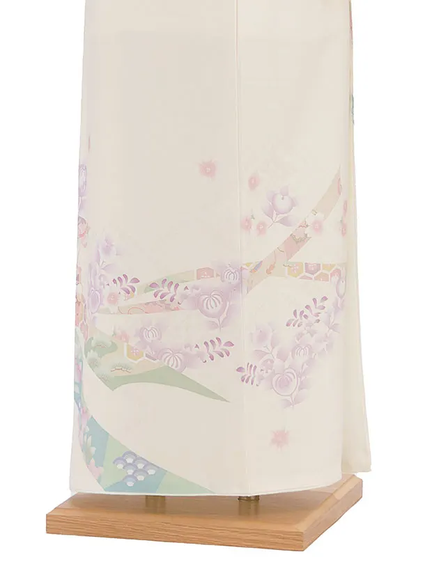 【単衣】夏訪問着レンタル 0169 クリーム 雪輪に華熨斗