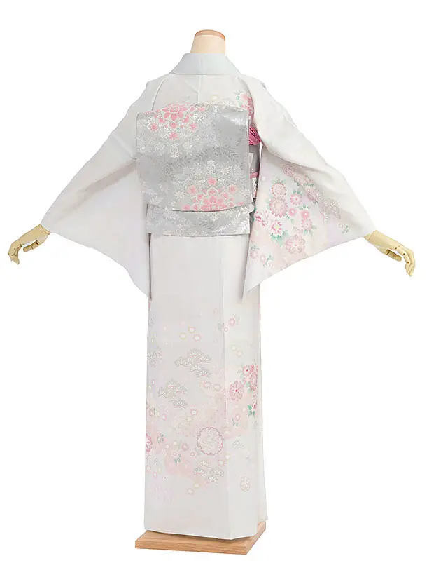 【単衣】夏訪問着レンタル 0170 淡グレー 秀花瑞祥