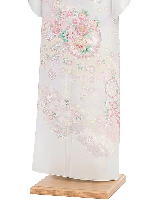 【単衣】夏訪問着レンタル 0170 淡グレー 秀花瑞祥