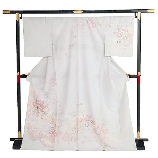 【単衣】夏訪問着レンタル 0170 淡グレー 秀花瑞祥