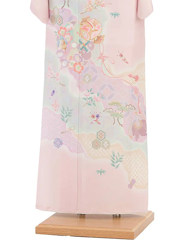 【単衣】夏訪問着レンタル 0172 ピンク 宝尽くし
