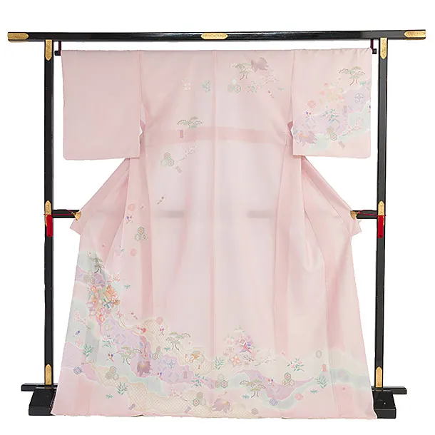 【単衣】夏訪問着レンタル 0172 ピンク 宝尽くし