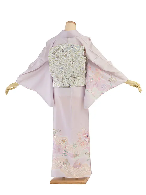 【単衣】夏訪問着レンタル 0173 薄紫 宝尽くし