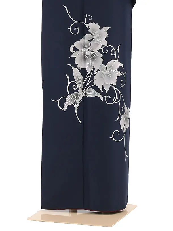 訪問着レンタル E035 紺/蘭の花
